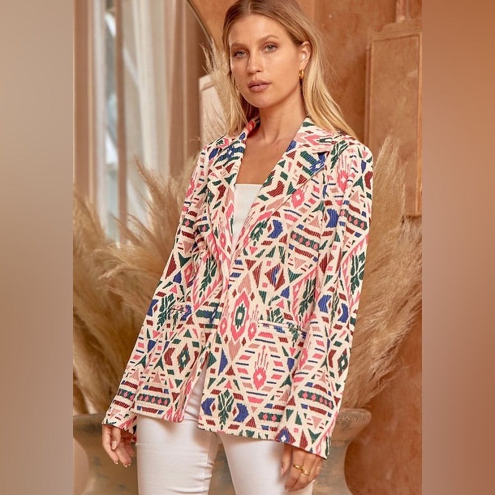 NEW Savanna Jane Aztec Corduroy Blazer Jacket Womens Plus 3X Tribal Southwestern